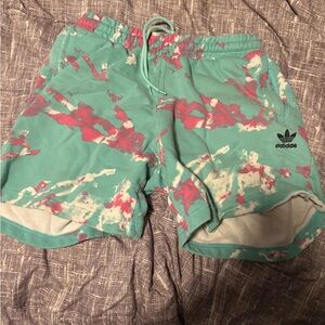 Adidas Turquoise and Pink Patterned Shorts
